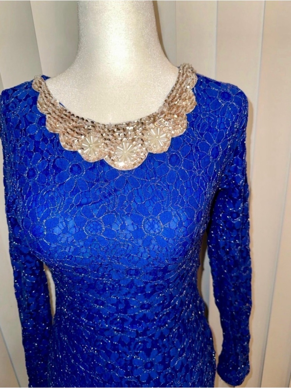 Dress maxi dress blue lace size L